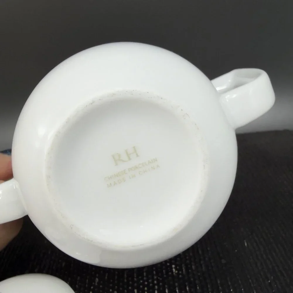 Restoration Hardware RH‎ Sugar Bowl Container White Porcelain With Lid Ceramic